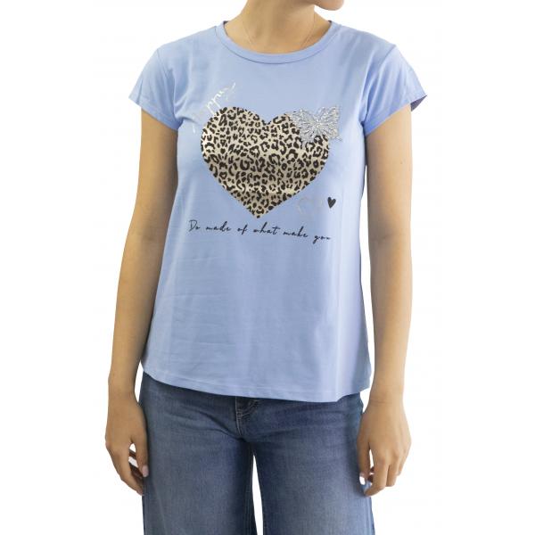 t shirt con cuore leopardato Happy 